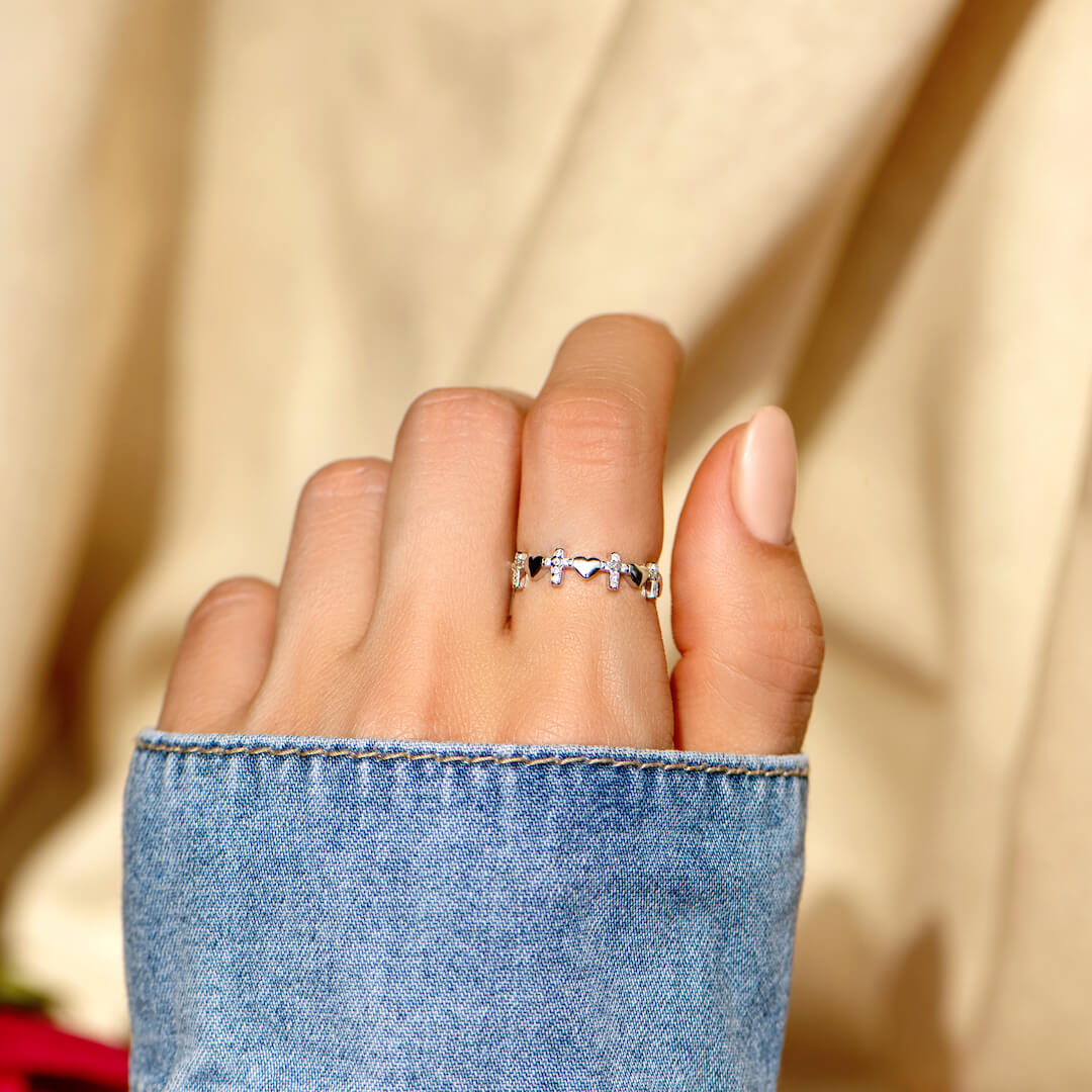 To My Daughter "Pray Through It" Heart & Cross Ring