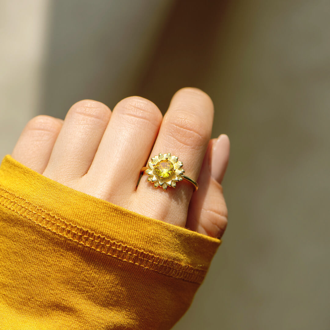 To My Daughter - You Are My Sunshine - Sunflower Ring