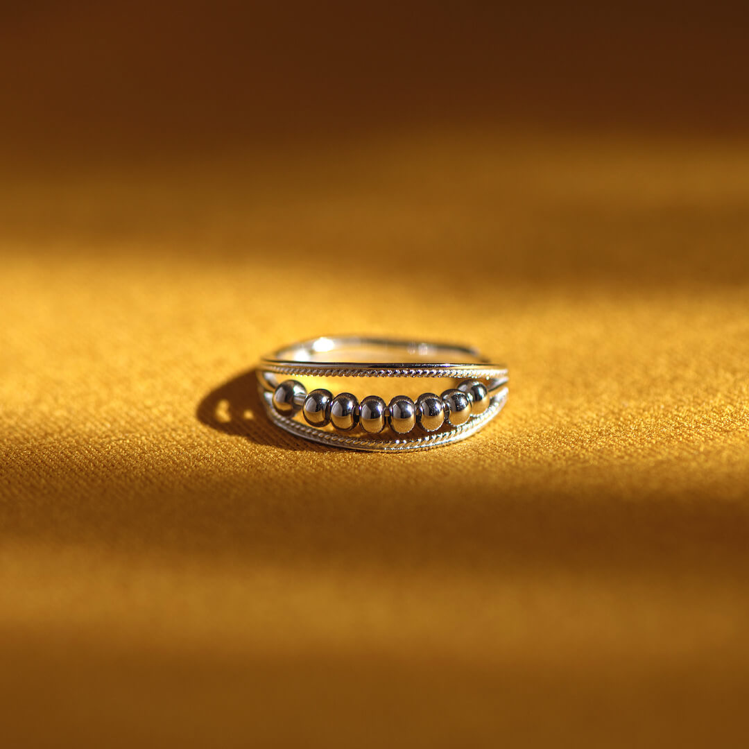 To My Daughter - Twin Band Beaded Fidget Ring