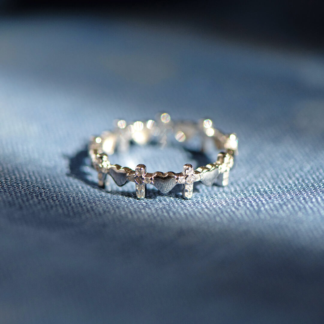To My Daughter "Pray Through It" Heart & Cross Ring