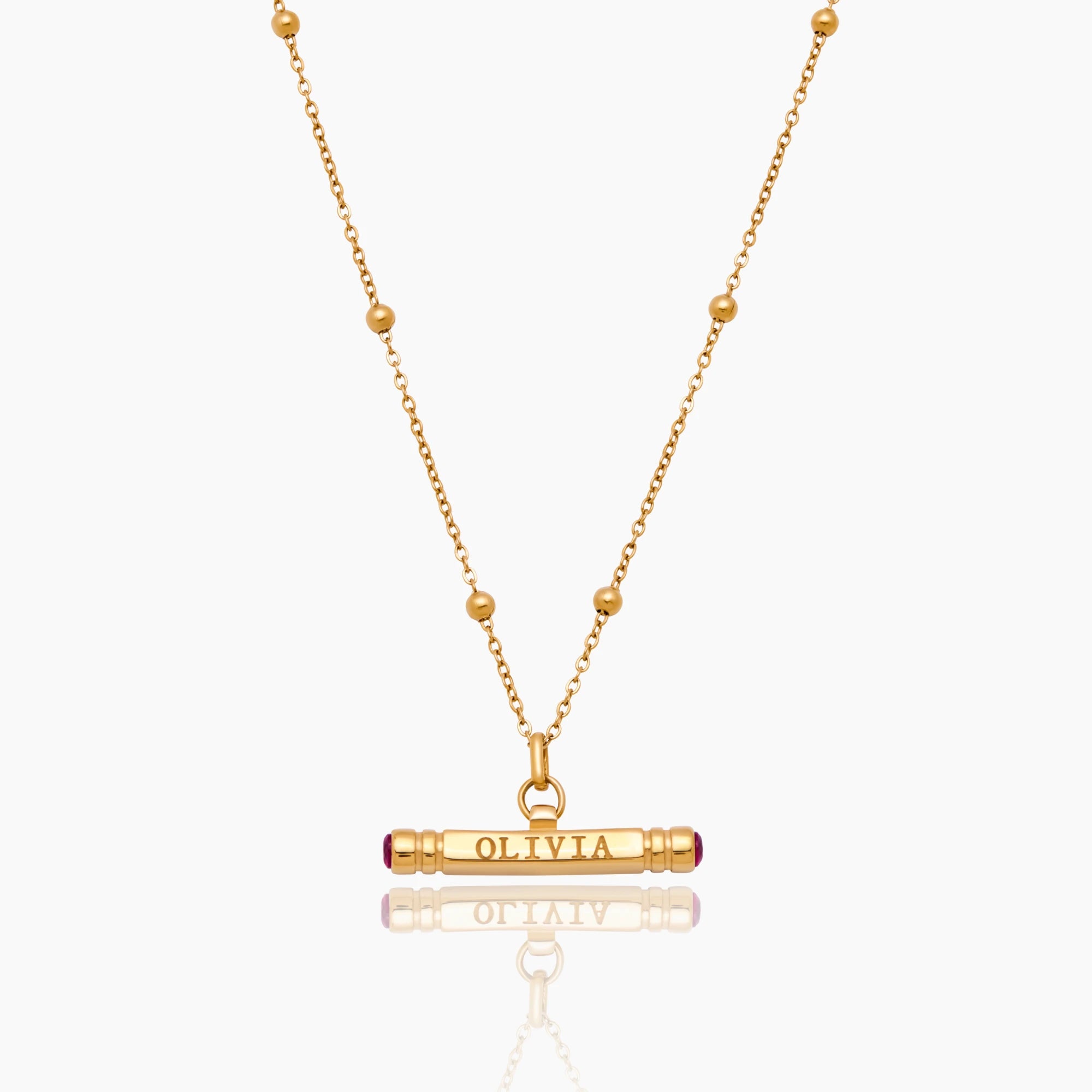 T-Bar Name & Birthstone Necklace