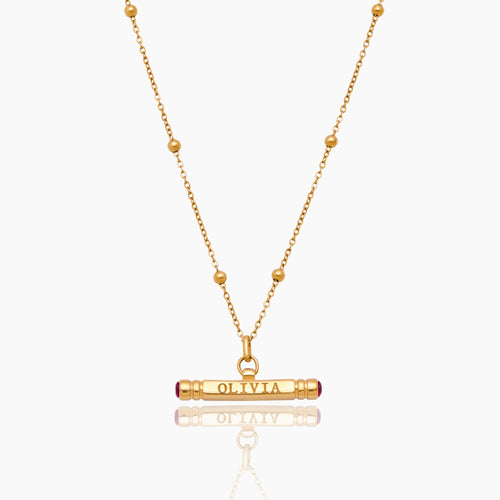 Custom Name & Birthstone T-Bar Necklace