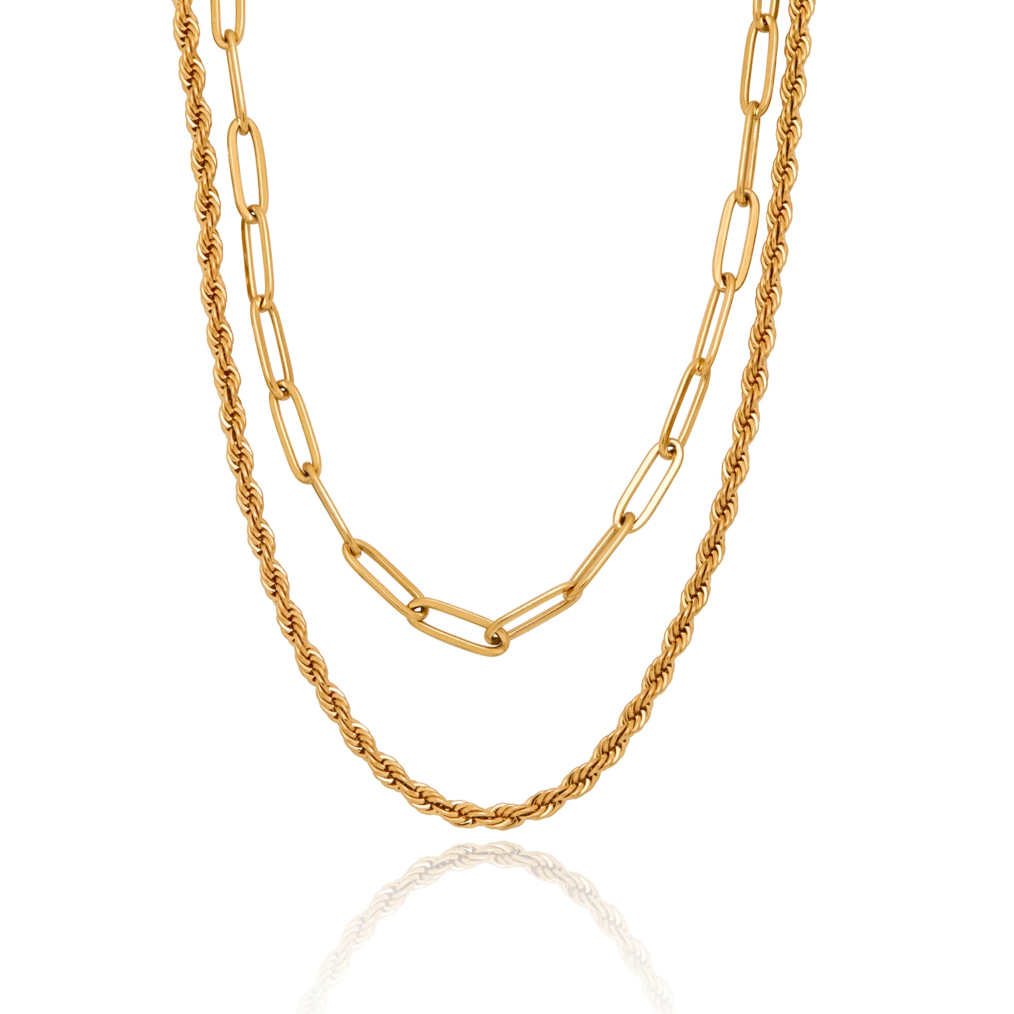 Paperclip & Rope Chain Layered Necklace
