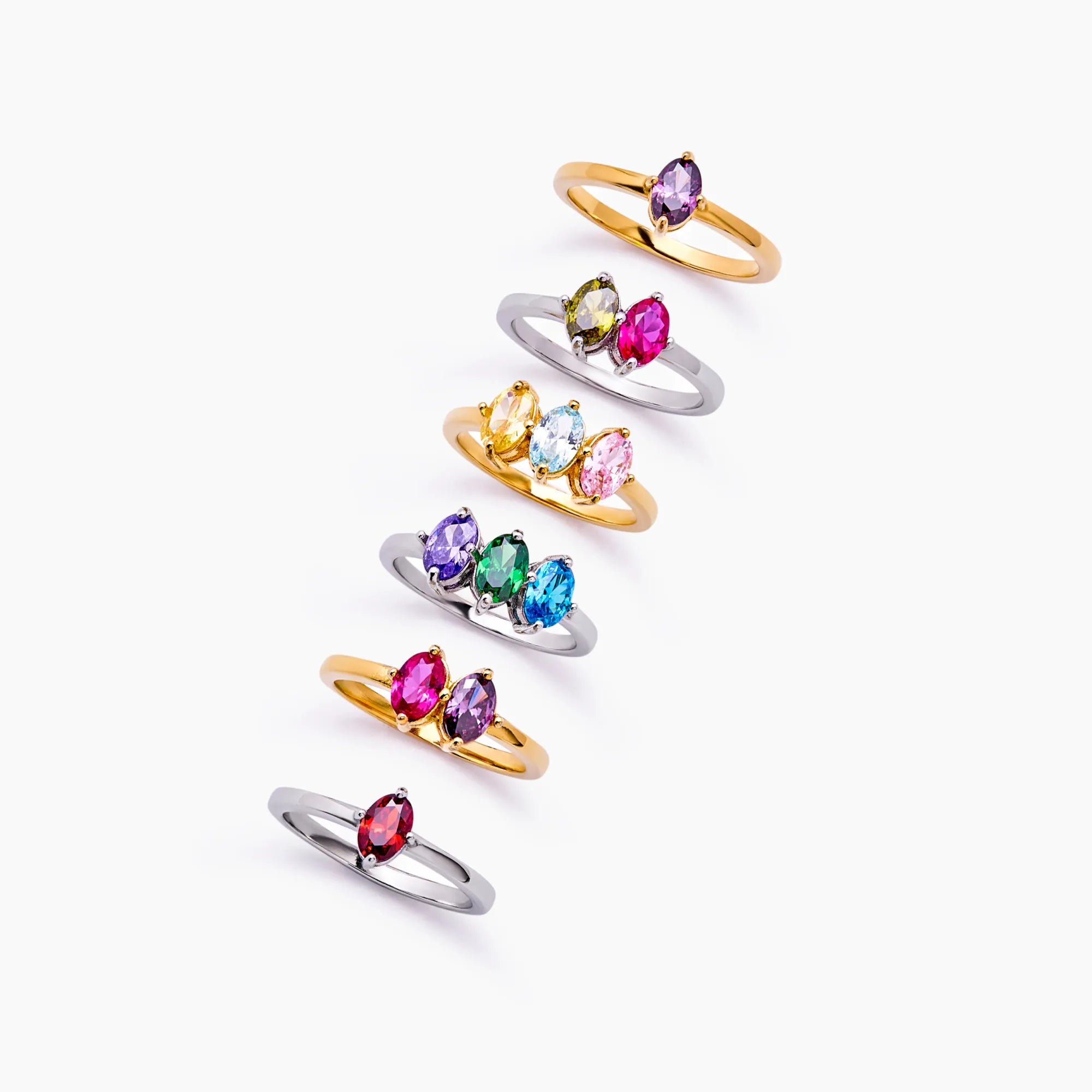 Marquise family ring lifestyle shot — Olivia Jewelry