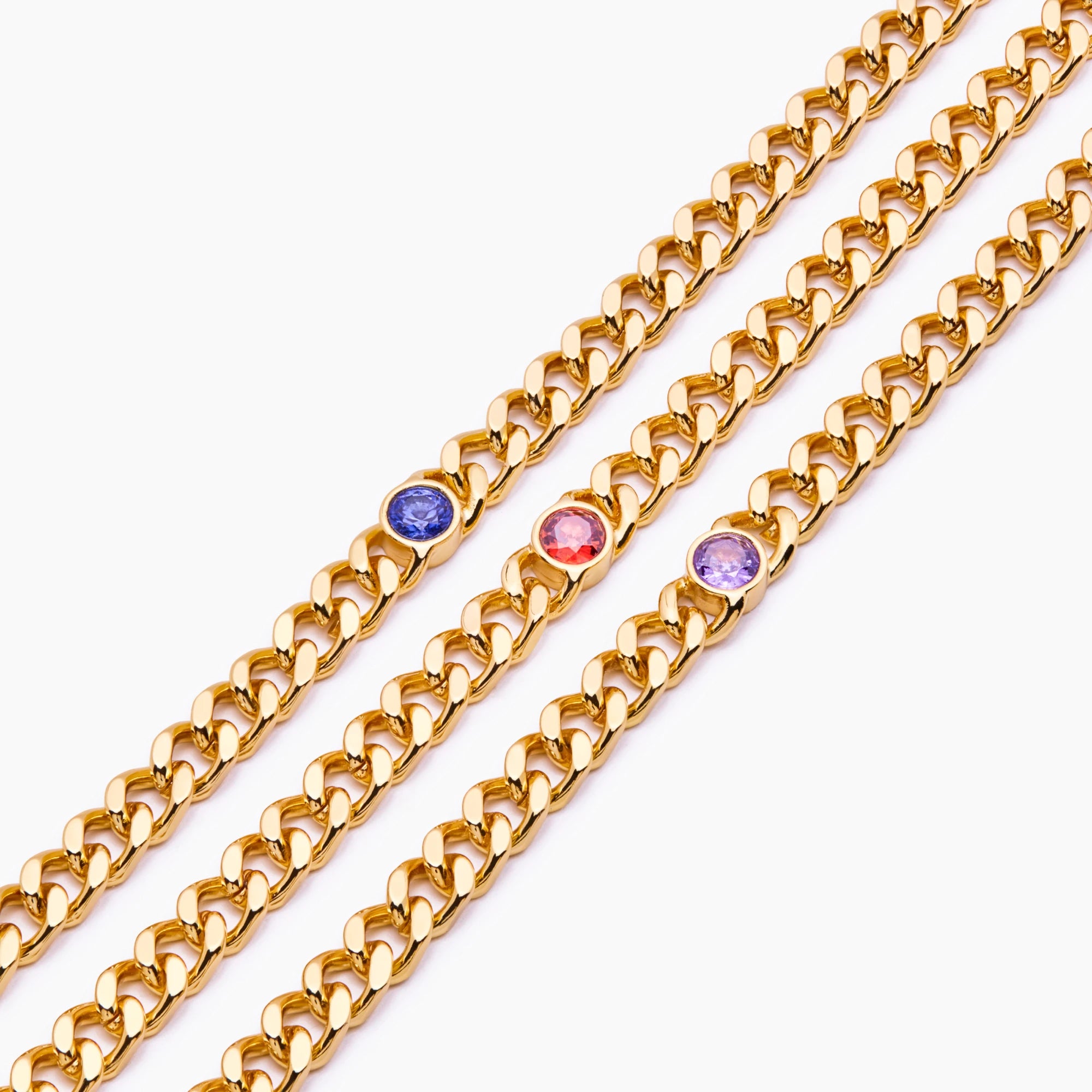 Custom birthstone curb bracelet detail — Olivia Jewelry