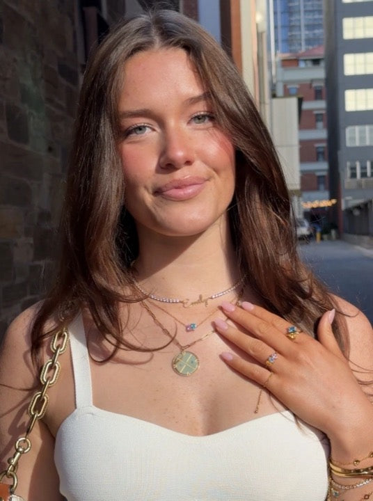 Olivia Jewelry worn by a customer
